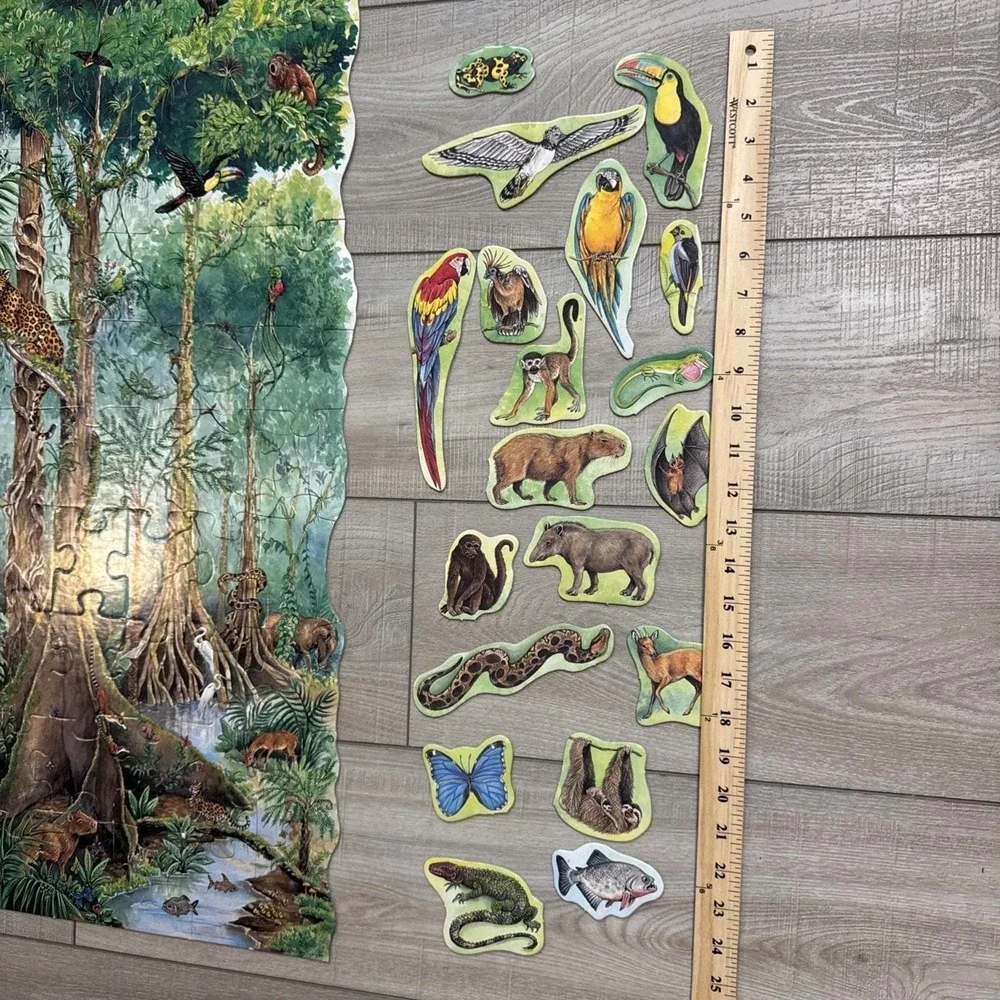 Vintage 1996 Frank Schaffer RAIN FOREST LAYERS 100pc Giant Floor Puzzle 4ft Tall